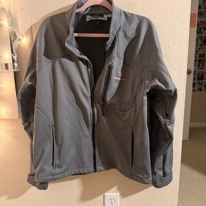 Obermeyer Monarch Soft Shell Jacket Men’s Medium Gray Full Zip Fleece Lined